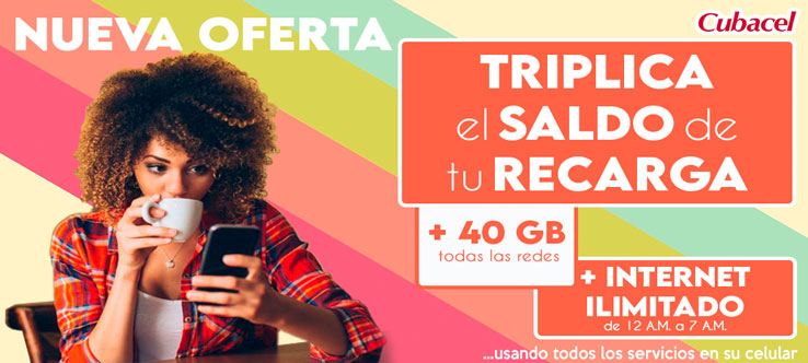 Triplica el saldo + 40GB + Internet ilimitado